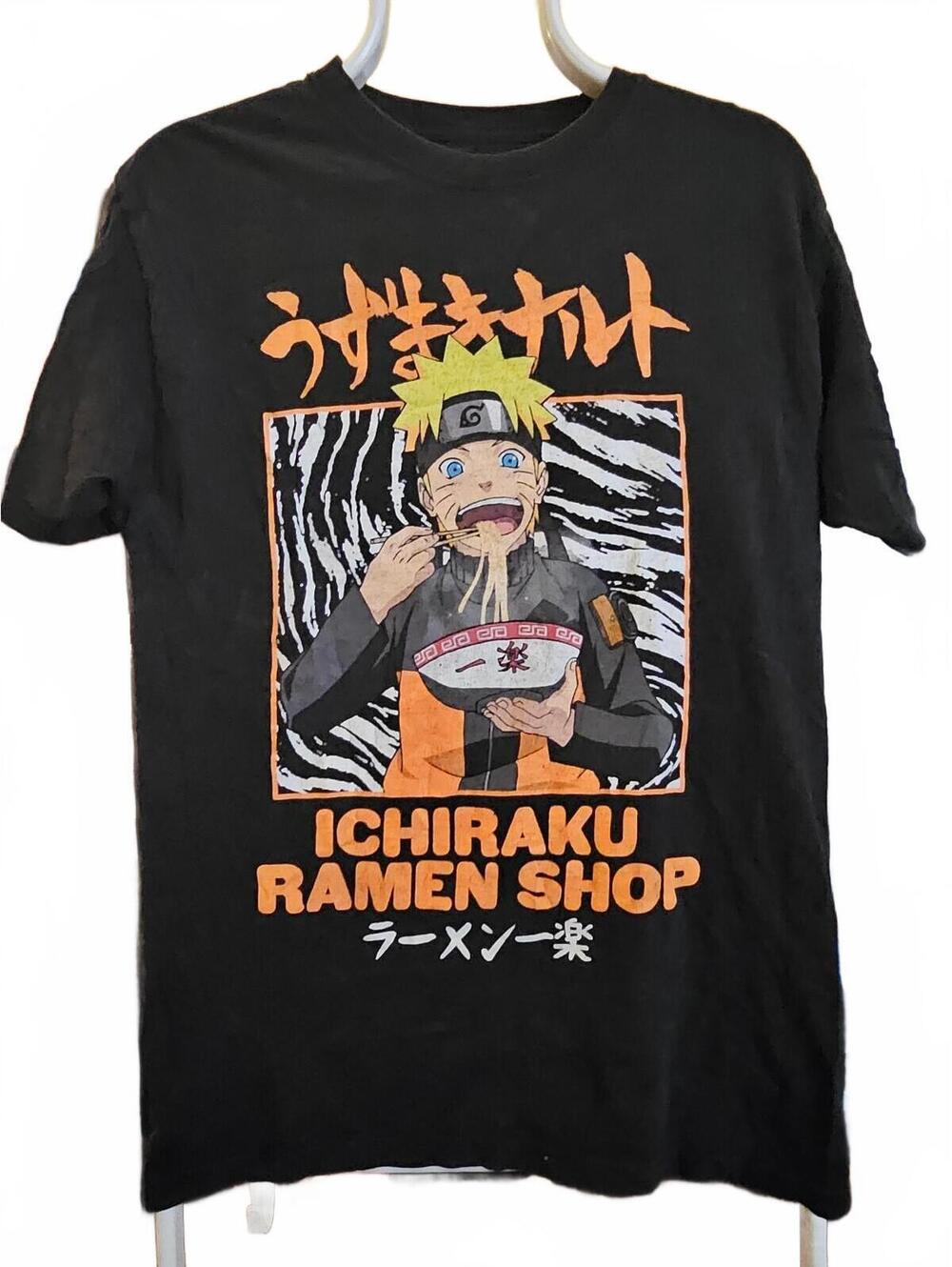 Naruto Shippuden Anime T Shirt Ichiraku Ramen Shop Size Medium Graphic Anime EUC